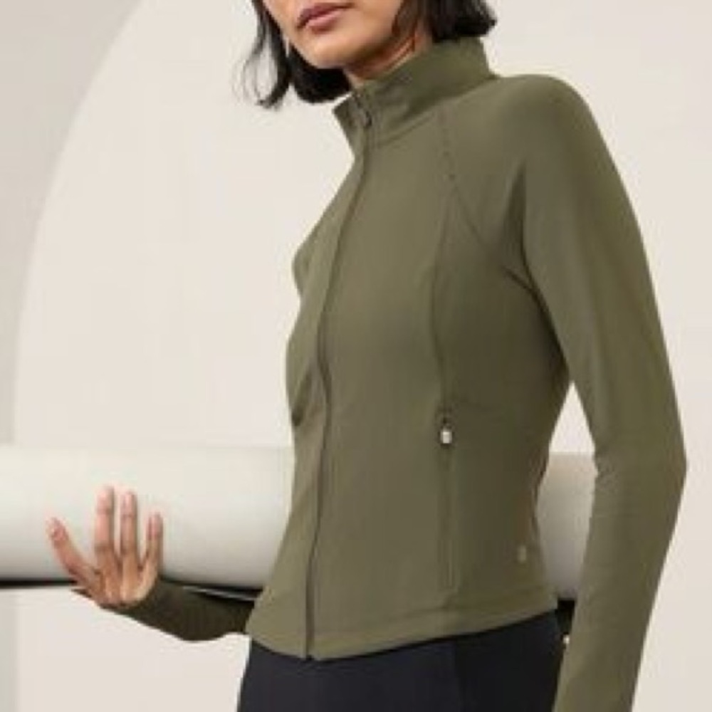 Athleta Moss Green cropped Salutation Jacket